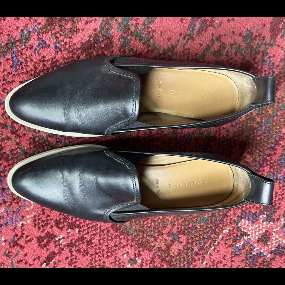 Everlane Black Leather Slip-On Sneakers